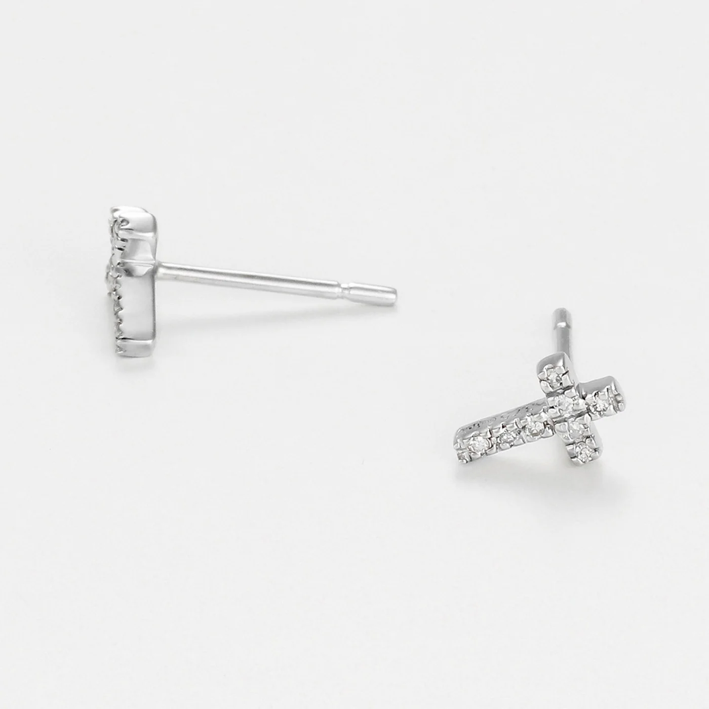 Boucles D'Oreilles "Jolie Croix" D0,05/16 - Or Blanc 375/1000 - Image 3