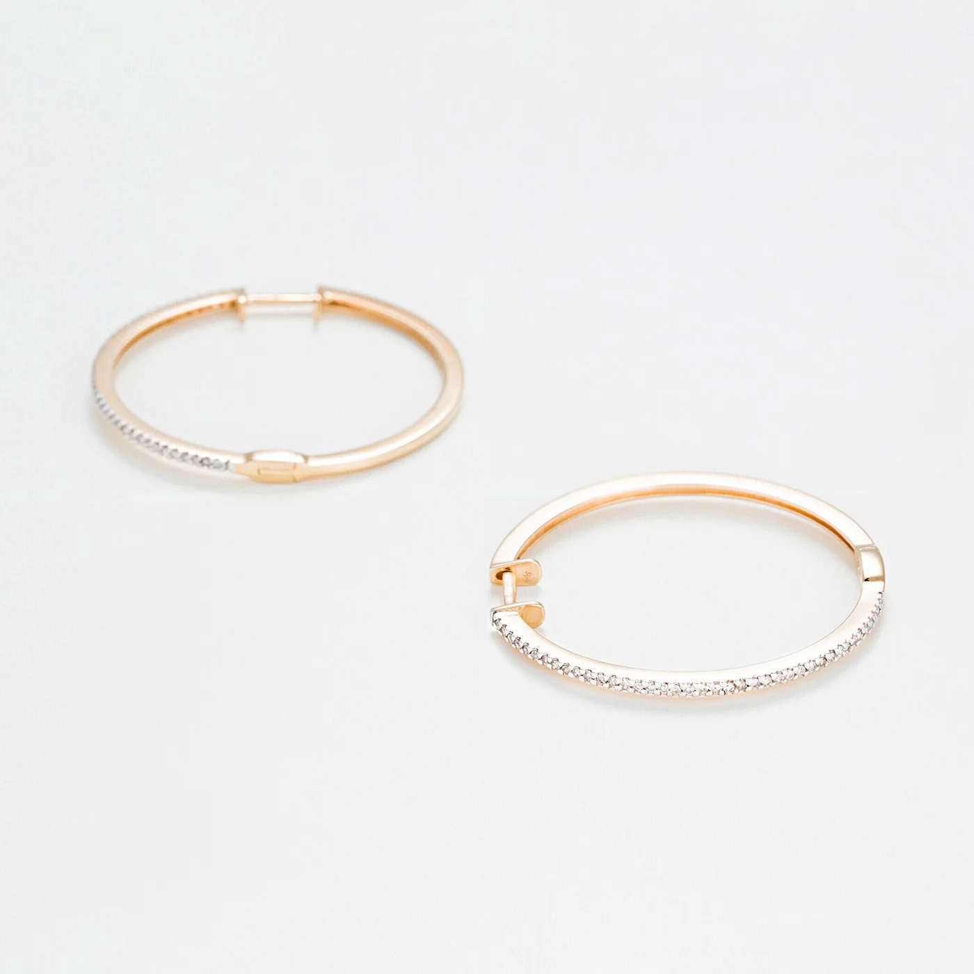 Boucles D'Oreilles "Elégantes Créoles" 0,24Ct/80 - Or Jaune 375/1000 - Image 2