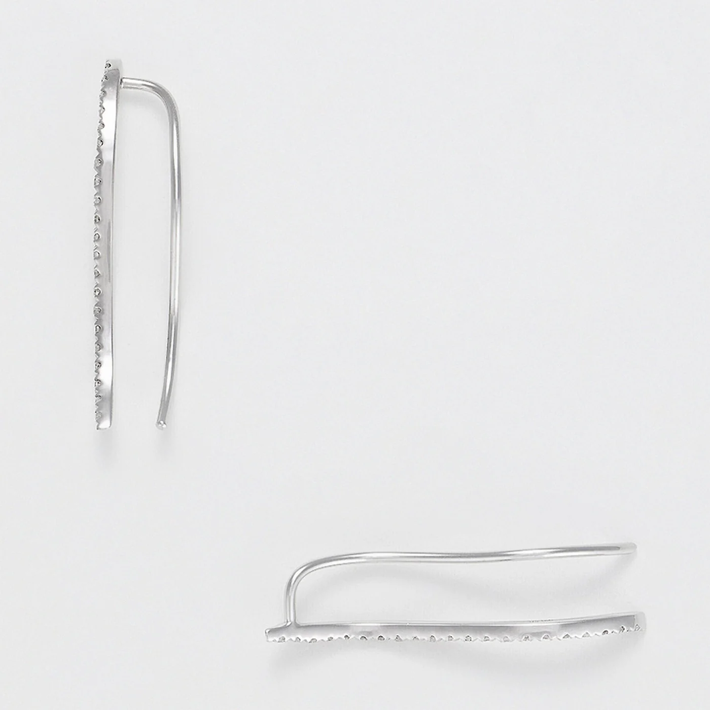 Boucles D'Oreilles Grimpantes "Vagues De Diamants" D0,13/42 - Or Blanc 375/1000 - Image 3