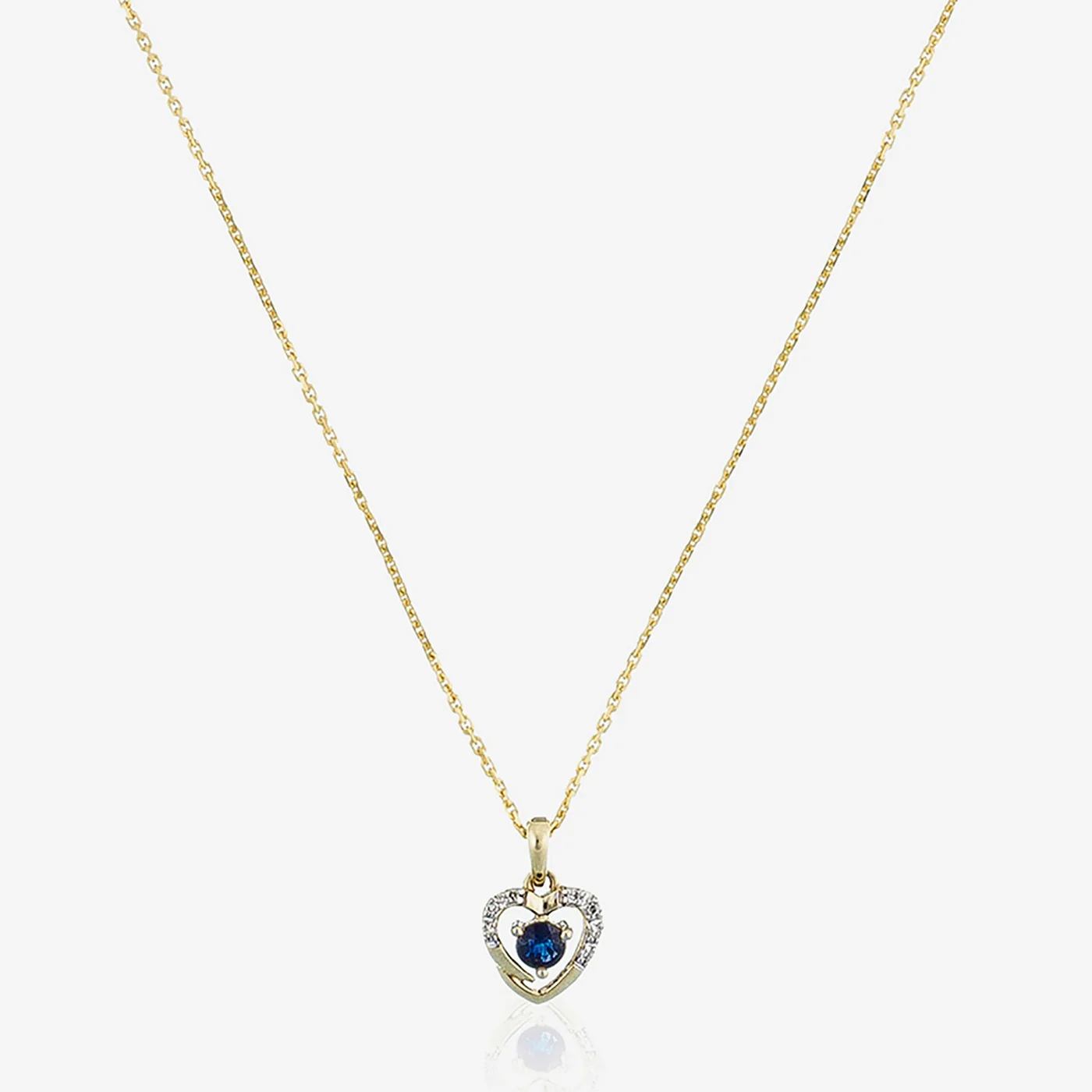 Pendentif "Heart" Diamants 0,02Ct/7 Et Saphir 0,16Ct/1 - Or Jaune 375/1000 - Image 2