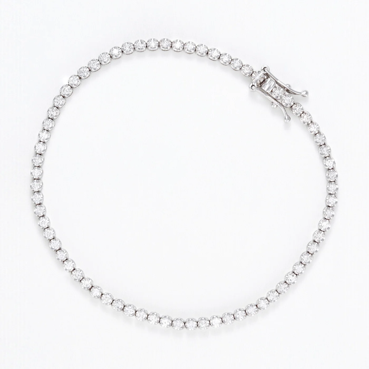 Bracelet " Rivière 1 Carat" Diamant :1Ct/65 - Or Blanc 375/1000 - Image 2