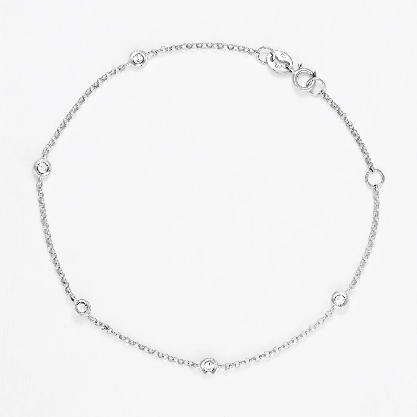 Bracelet "Sunshine" Diamant 0,14/5 - Or Blanc 375/1000 - Image 2