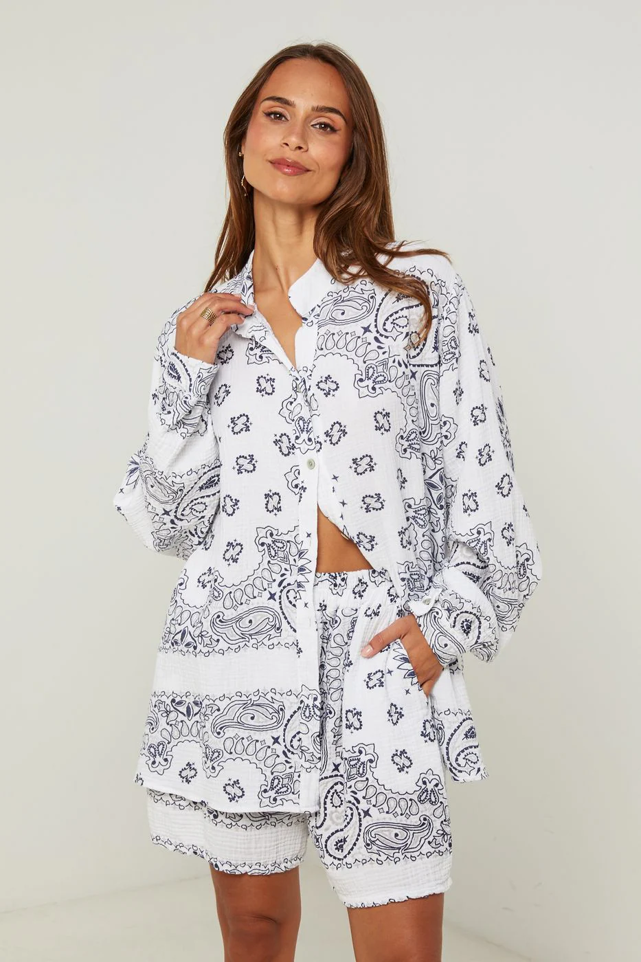 Ensemble Chemise Et Short - Blanc - Image 4