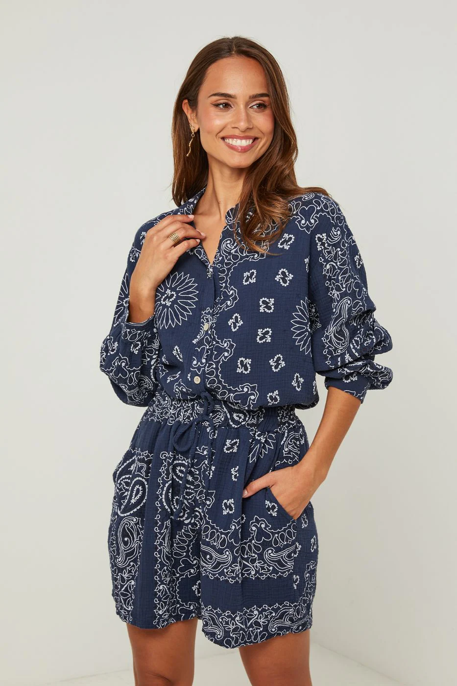 Ensemble Chemise Et Short - Marine - Image 4