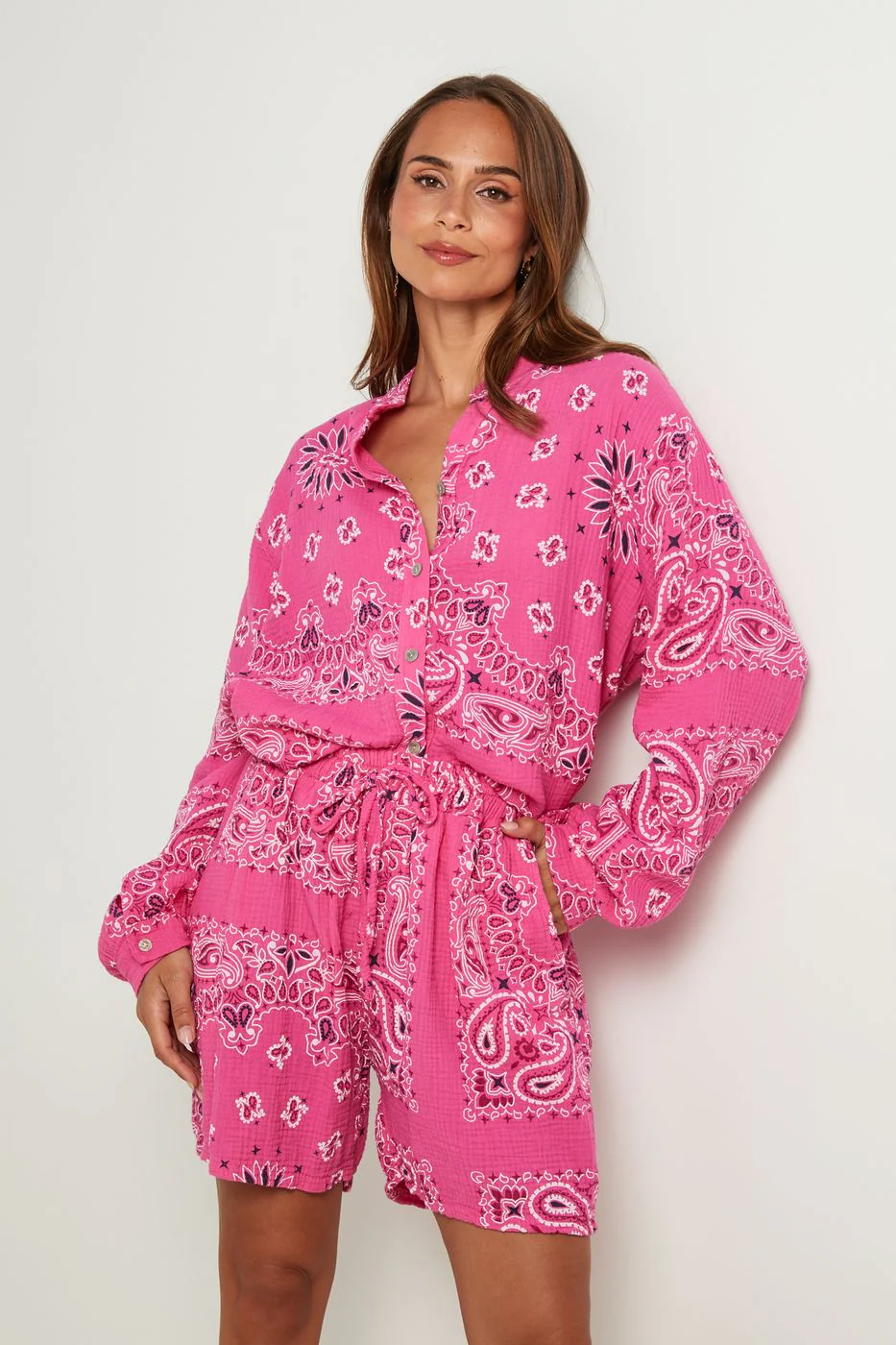 Ensemble Chemise Et Short - Rose - Image 4