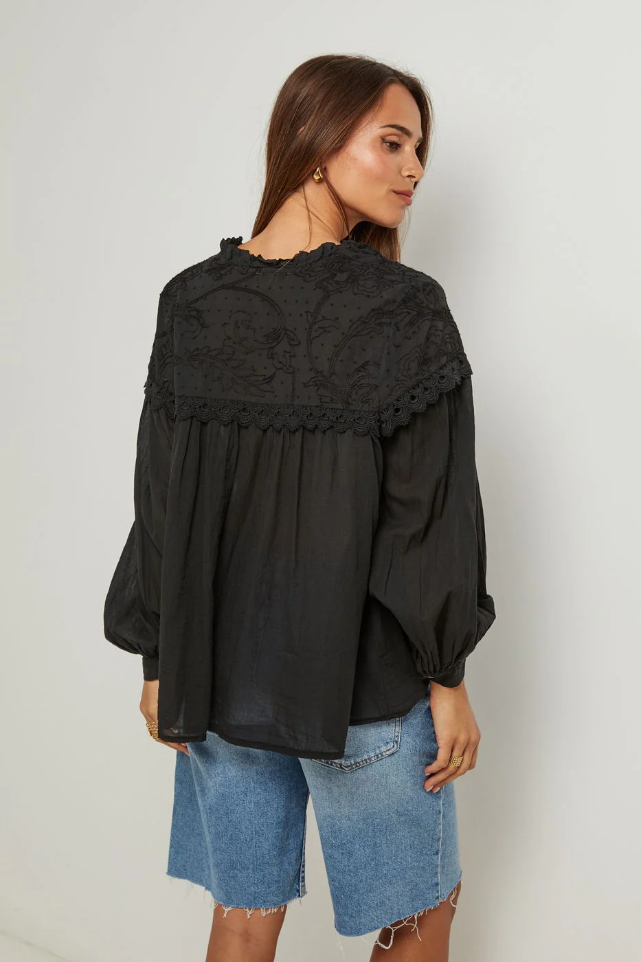 Top En Coton, Manches Longues - Noir - Image 2