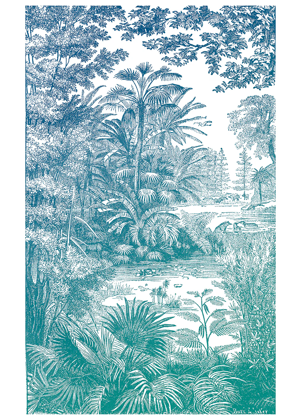 Papier Peint Panoramique Araucaria - Bleu Vert - Bleu Vert - Image 4