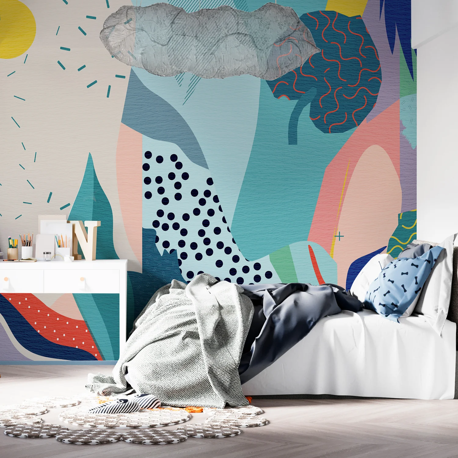 Papier Peint Panoramique Abstract Jungle  - Multicolore - Image 3