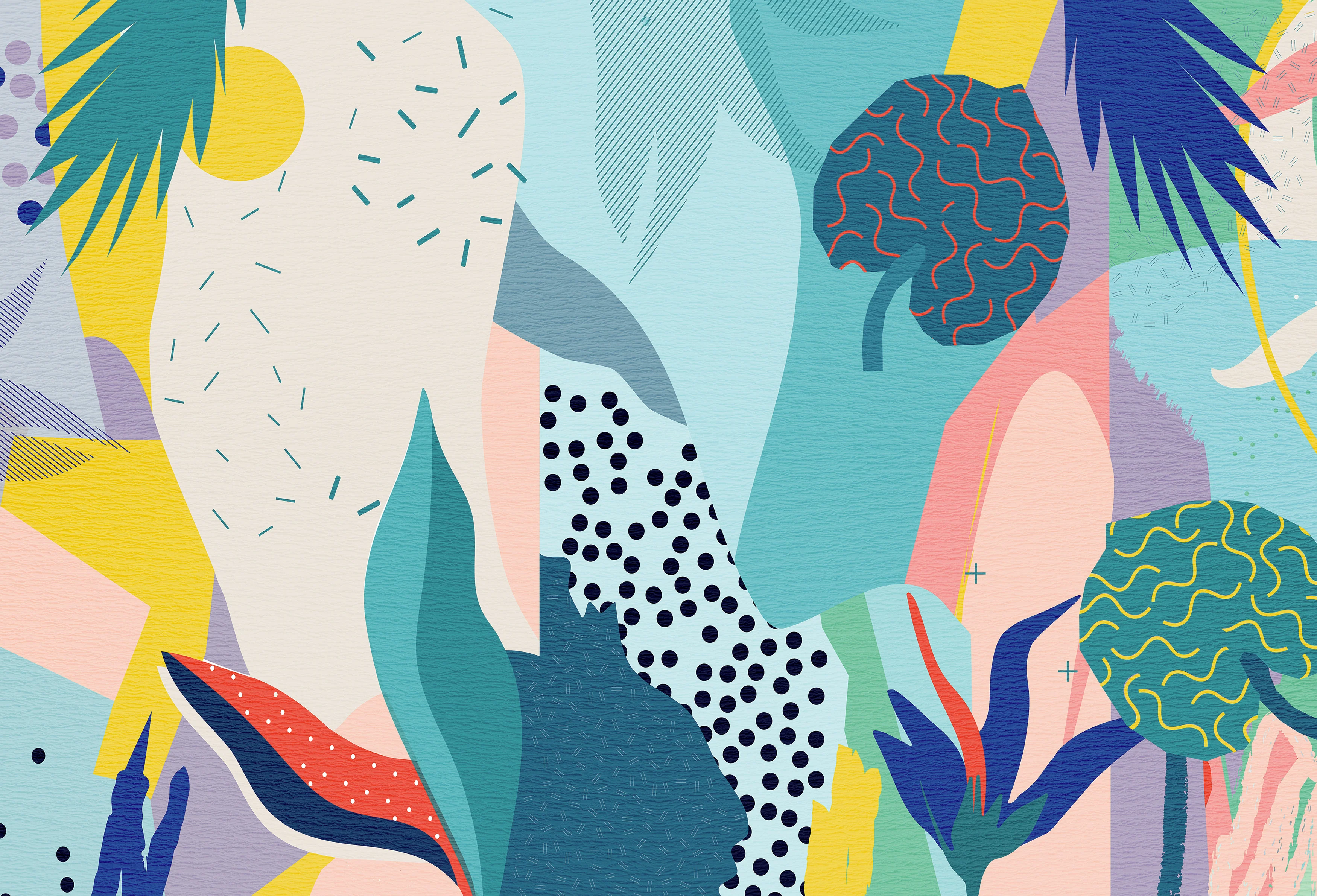 Papier Peint Panoramique Abstract Jungle  - Multicolore - Image 8