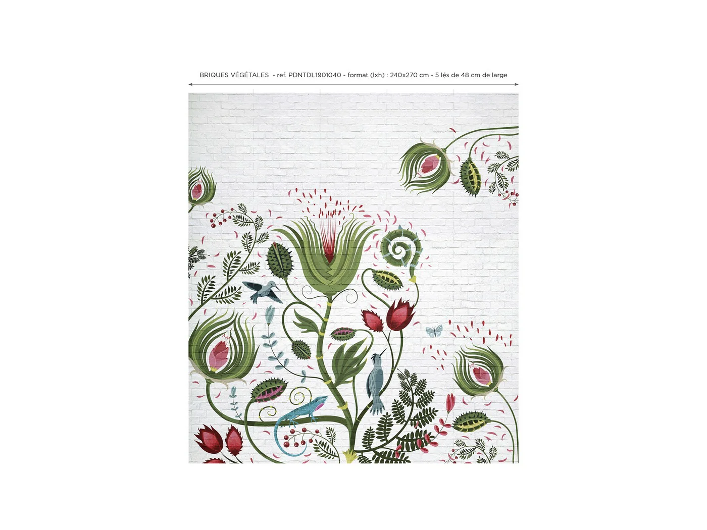 Papier Peint Panoramique Briques Végétales - Multicolore - Image 5