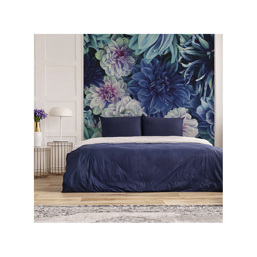 Papier Peint Panoramique Dahlia Bleu - Bleu - Image 3