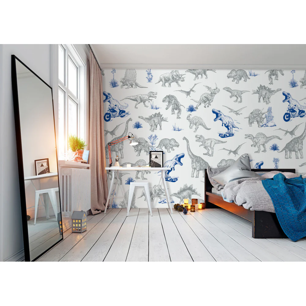 Papier Peint Panoramique Dino Fun - Bleu - Image 2