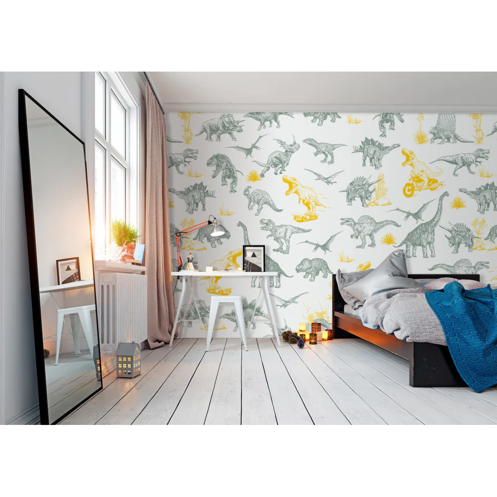 Papier Peint Panoramique Dino Fun - Jaune - Image 3
