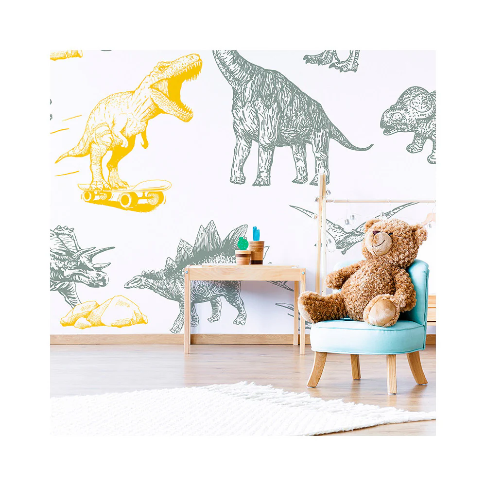 Papier Peint Panoramique Dino Fun - Jaune - Image 4