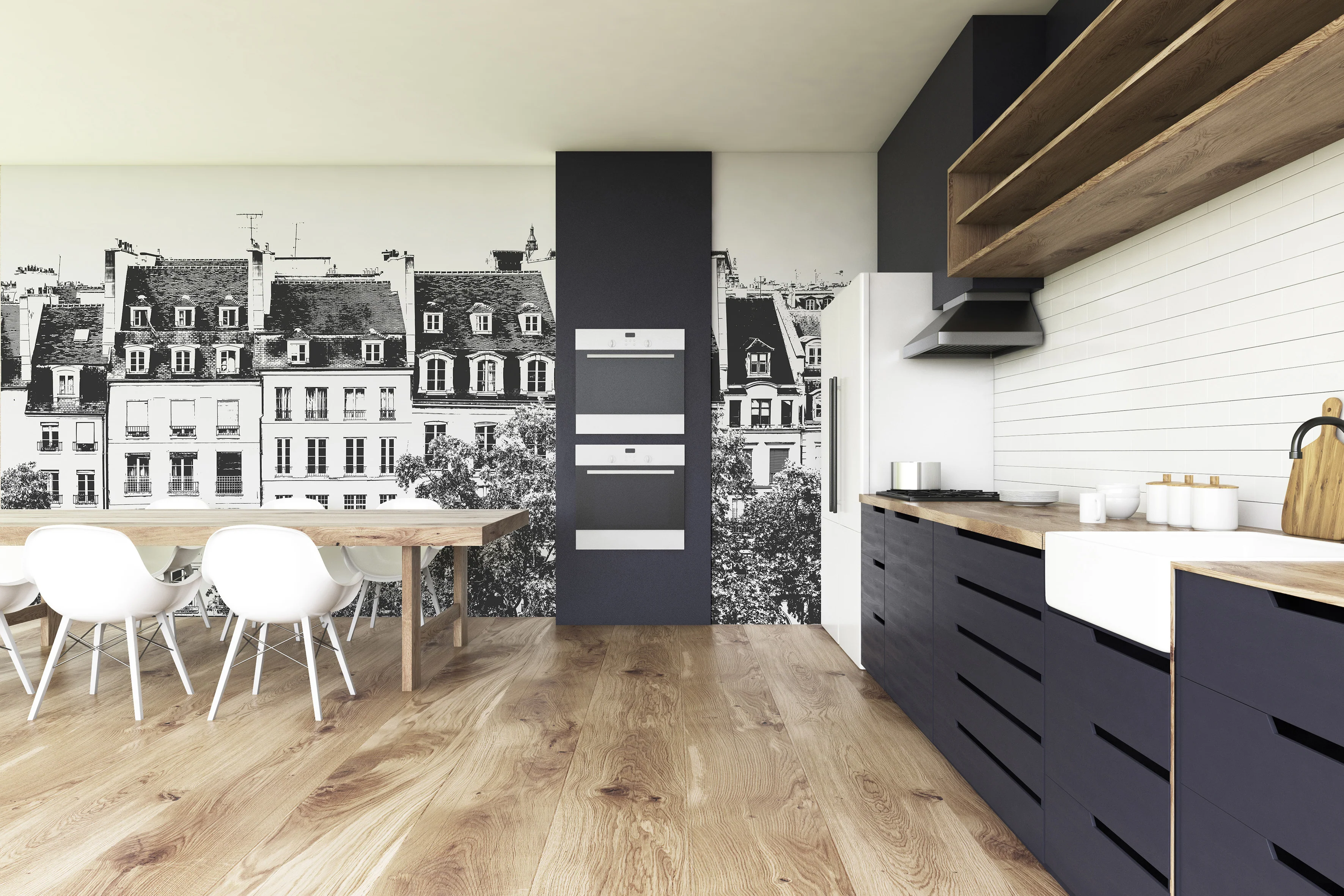 Papier Peint Panoramique Grands Boulevards - Noir - Image 2