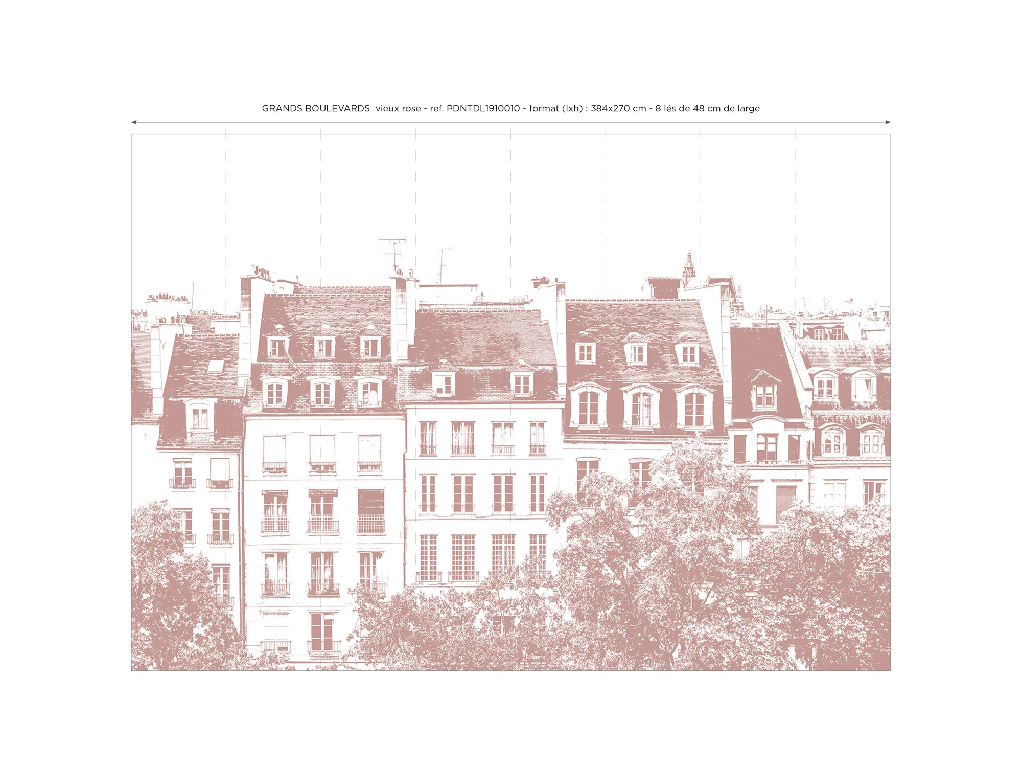 Papier Peint Panoramique Grands Boulevards - Vieux Rose - Image 4