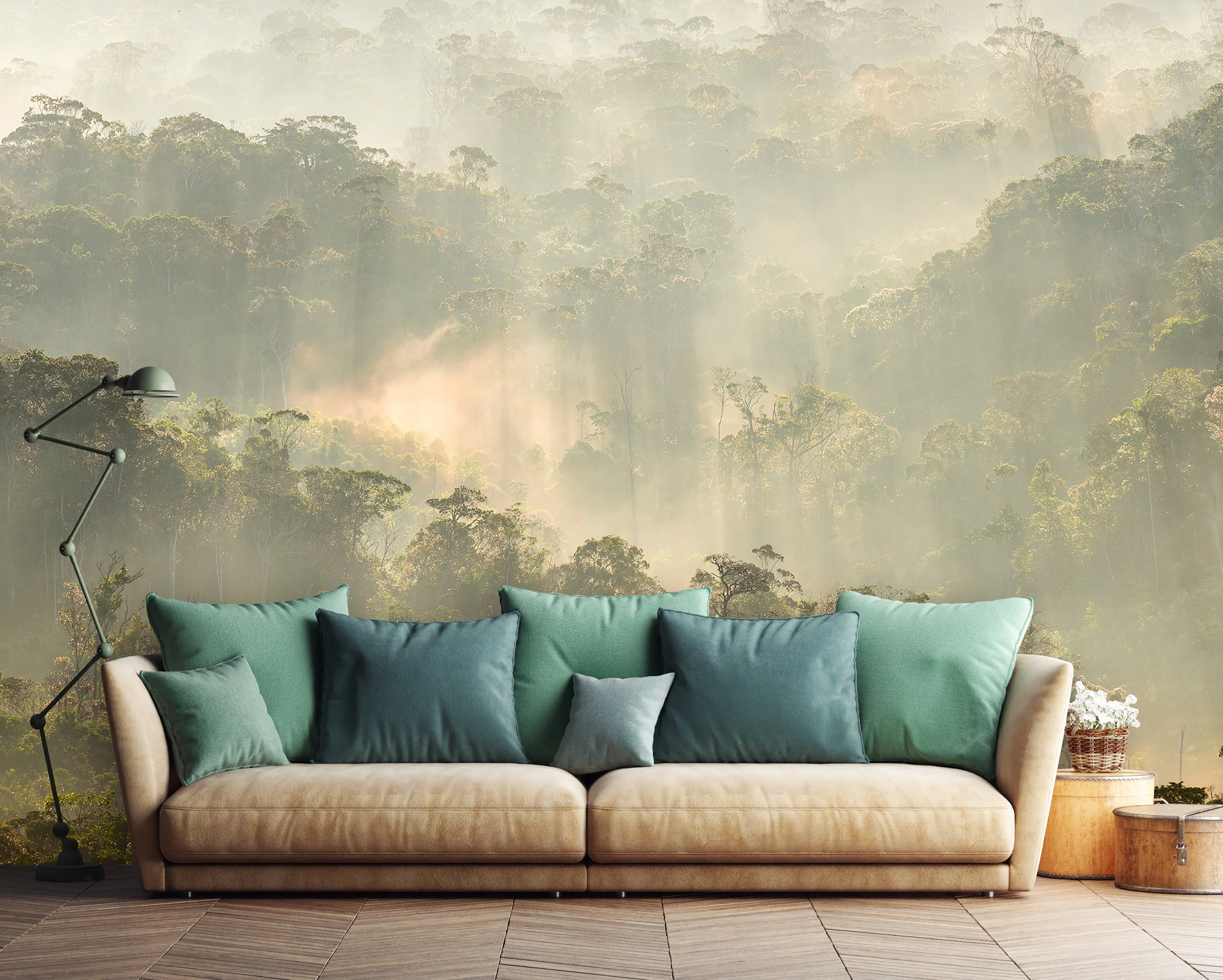 Papier Peint Panoramique Misty Forest - Multicolore - Image 4
