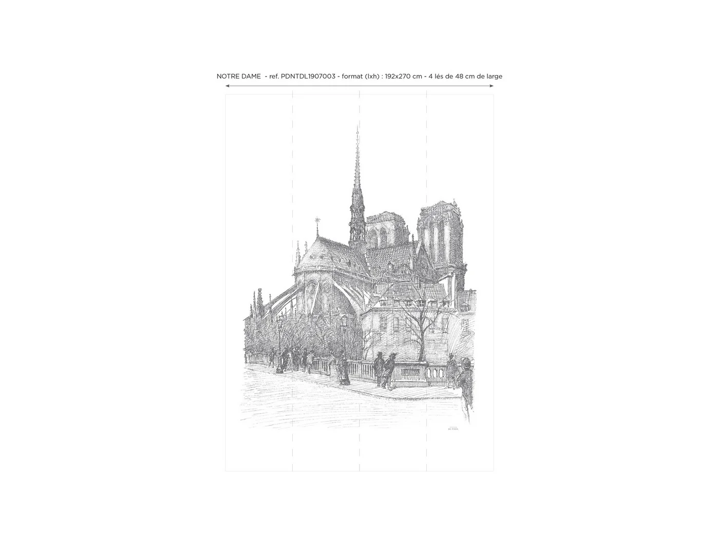 Papier Peint Panoramique Notre Dame - Noir - Image 2