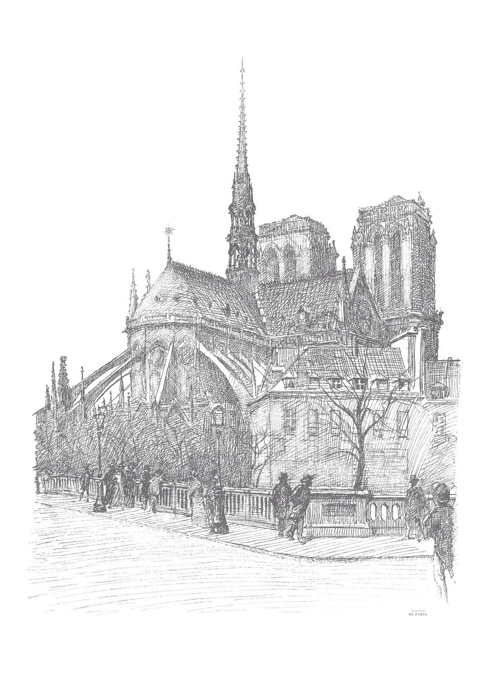 Papier Peint Panoramique Notre Dame - Noir - Image 5