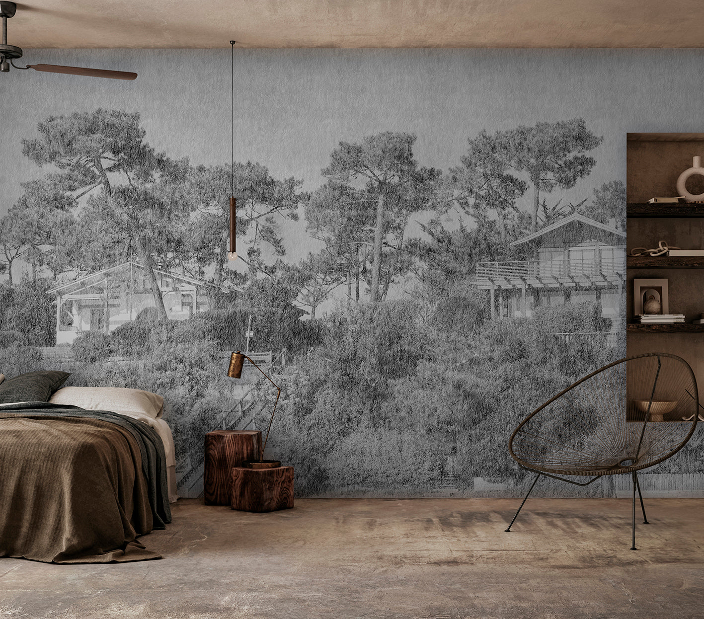 Papier Peint Panoramique Villa Ferret - Fusain - Image 3