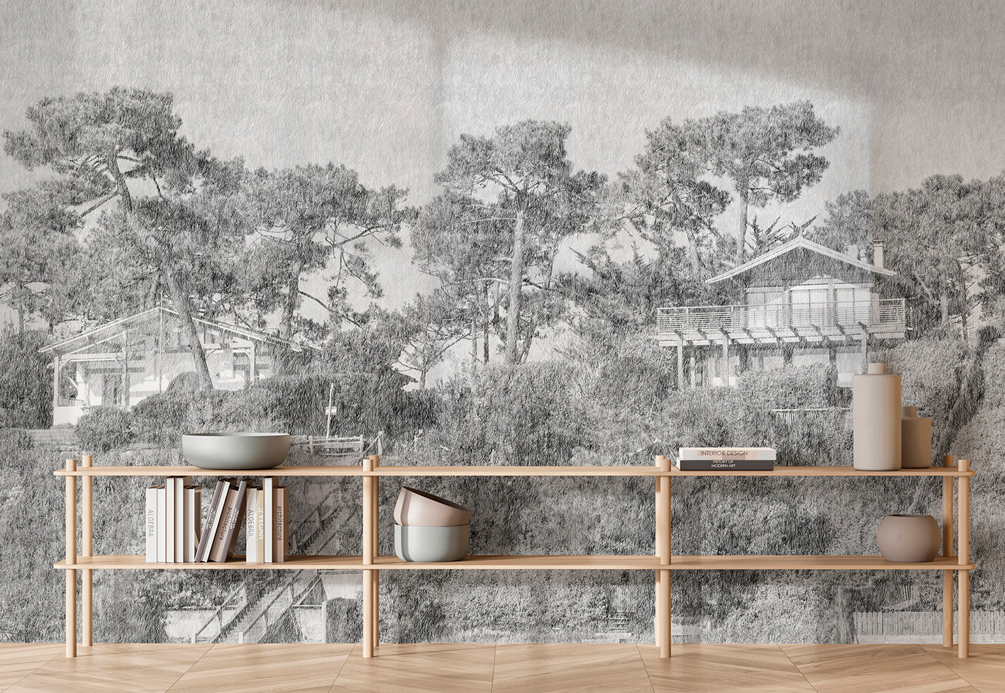 Papier Peint Panoramique Villa Ferret - Fusain - Image 4