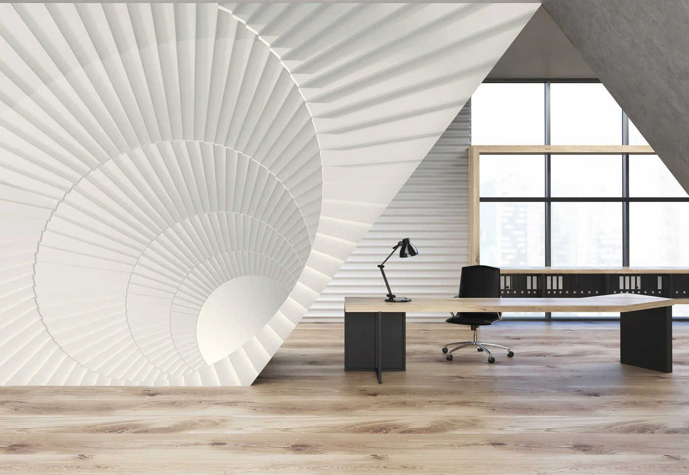Papier Peint Panoramique White Spiral - Blanc - Image 4