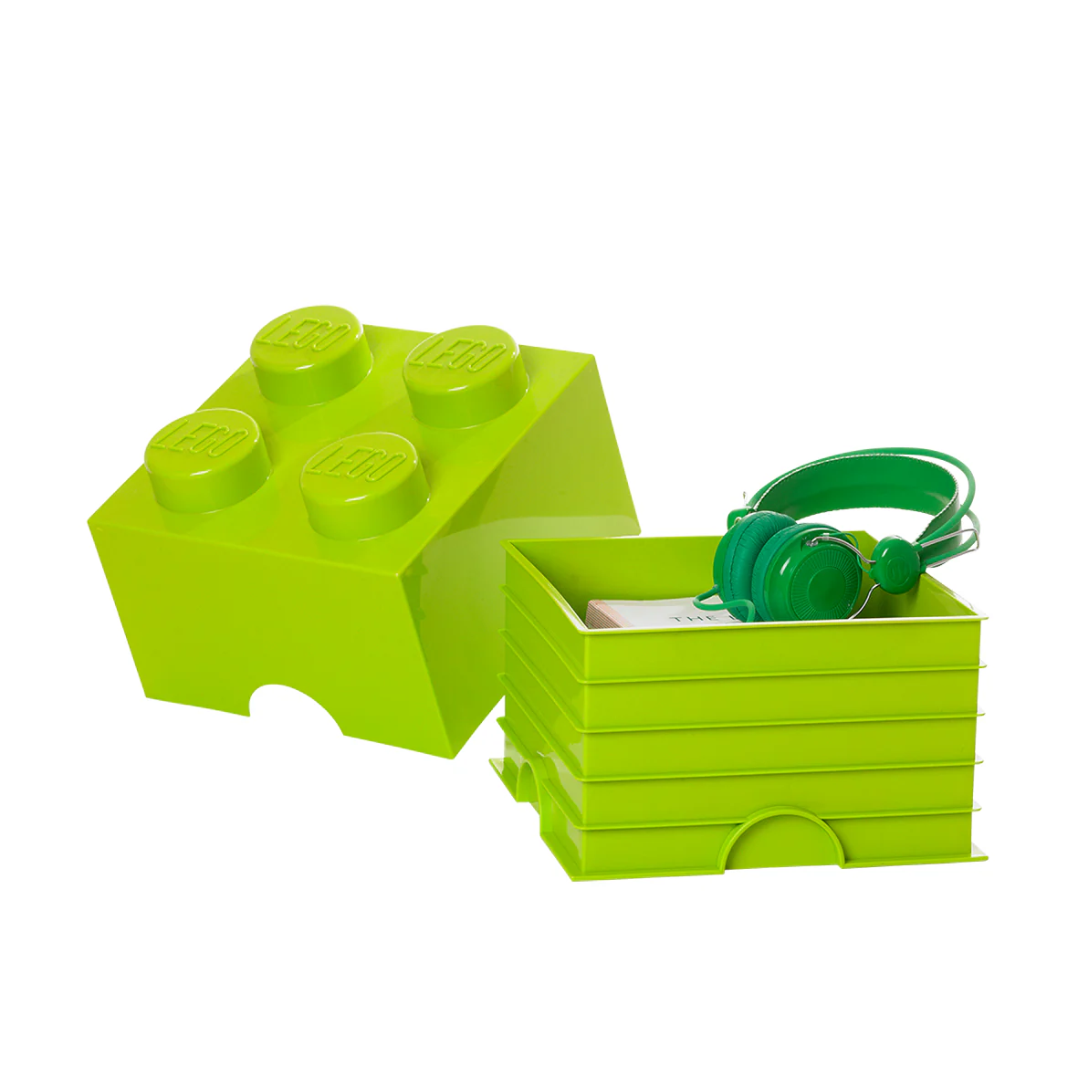 Boîte De Rangement - Brique 4 Plots - Vert Jaune - Image 4