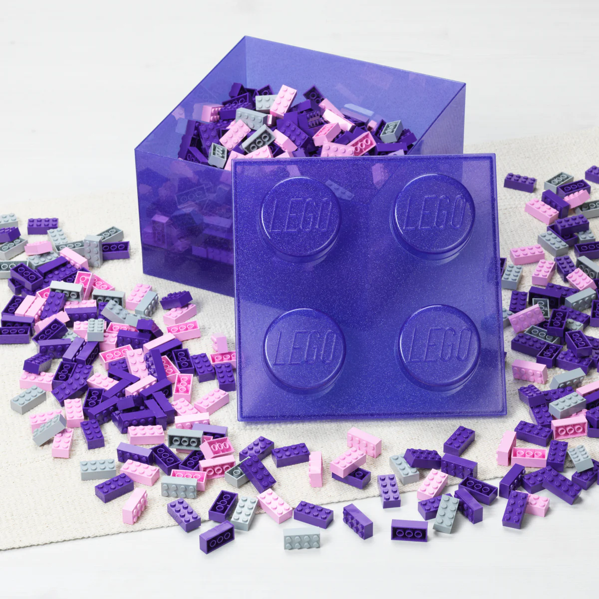 Boîte De Rangement - Brique 4 Plots Transparente - Violet Pailleté - Image 5