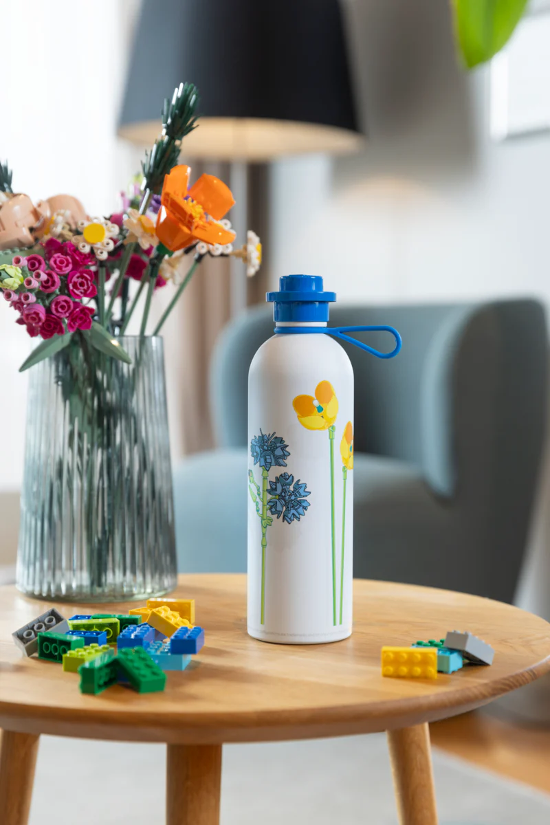 Bouteille Inox - Motif Fleurs Sauvages - Blanc - Image 3