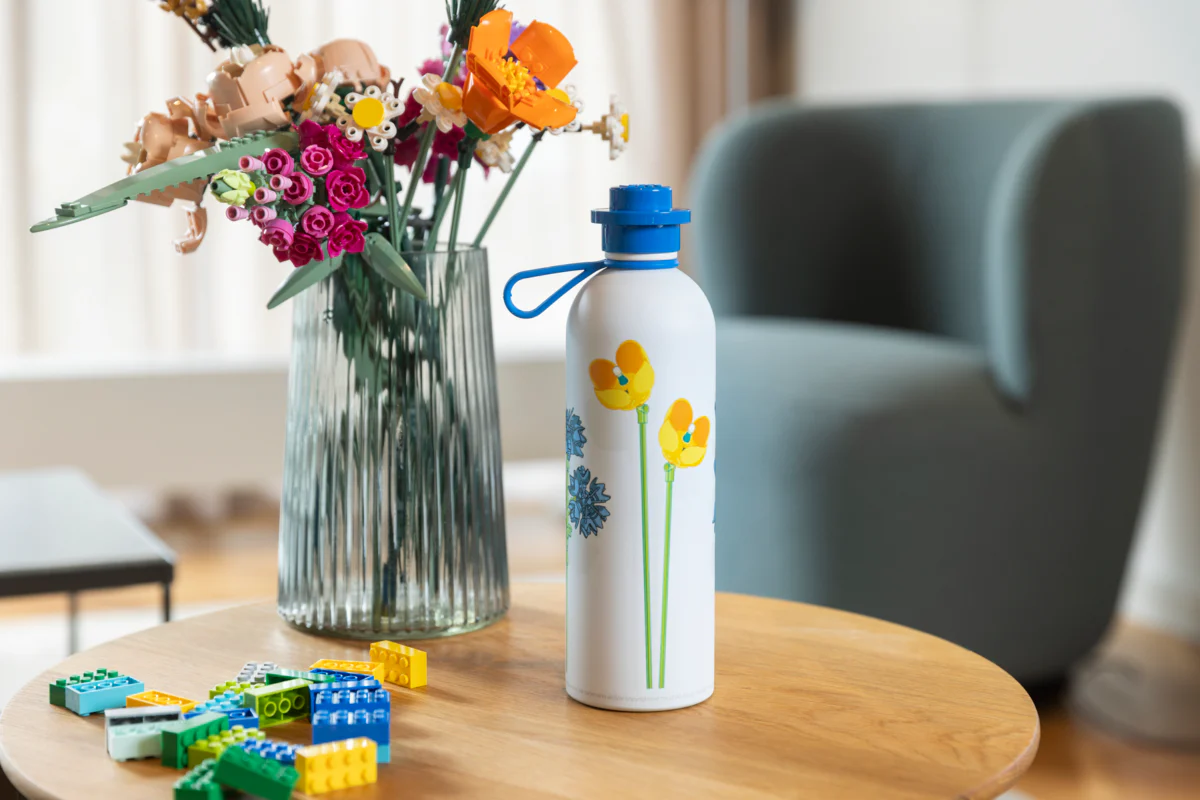 Bouteille Inox - Motif Fleurs Sauvages - Blanc - Image 4