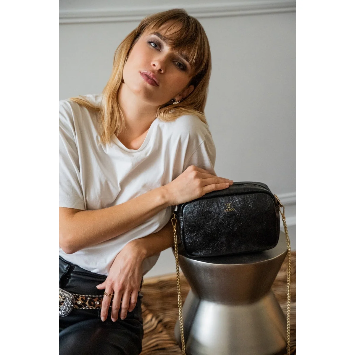 Sac À Bandoulière Amaia - Noir Metallique - Image 2