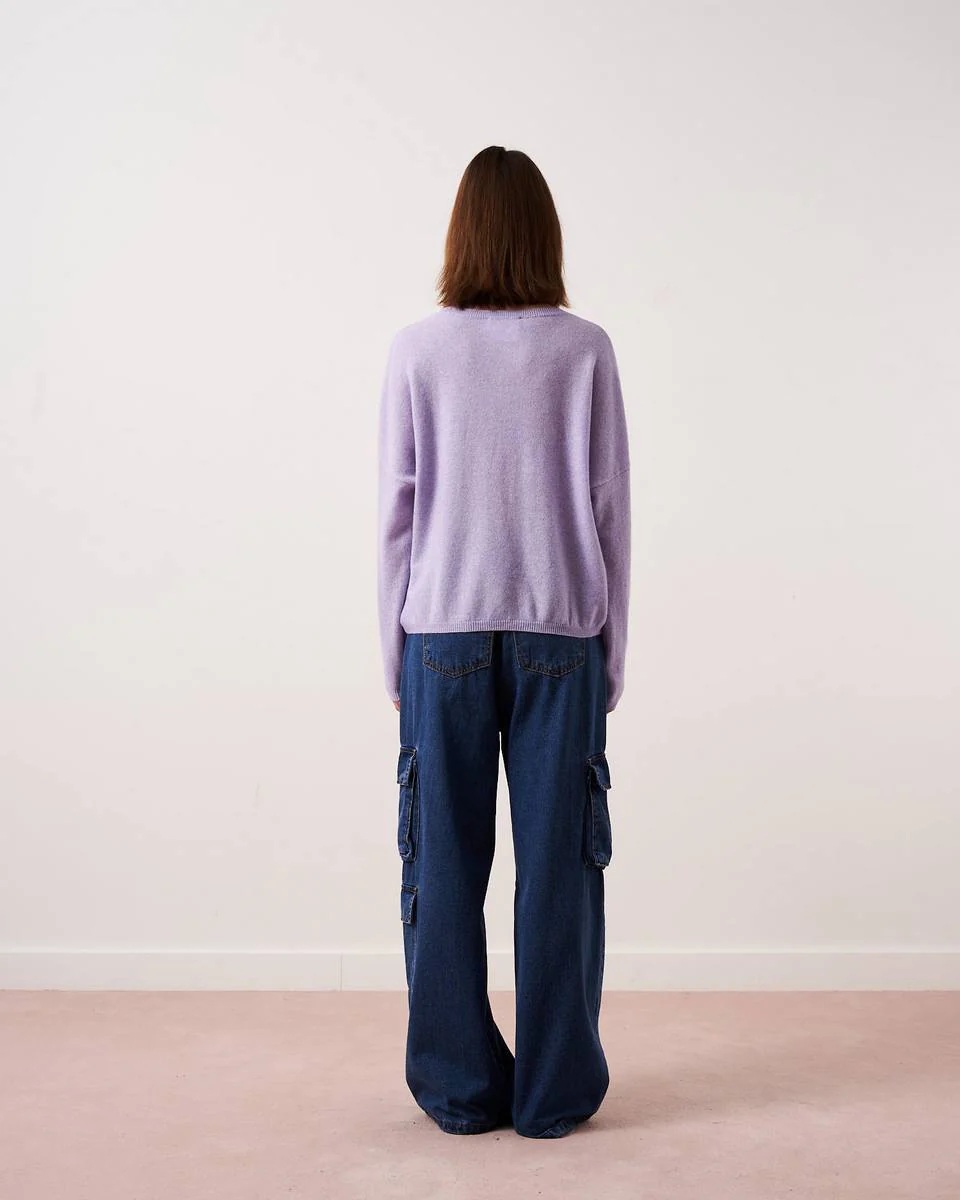 Pull Col V Ml Alicia - Lavander - 100% Cachemire 12Gg - Femme - Image 5