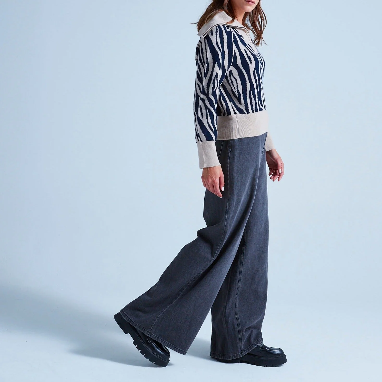 Pull Col Montant Manches Longues Zebre Mago - Zebre Grège - Femme - Image 10