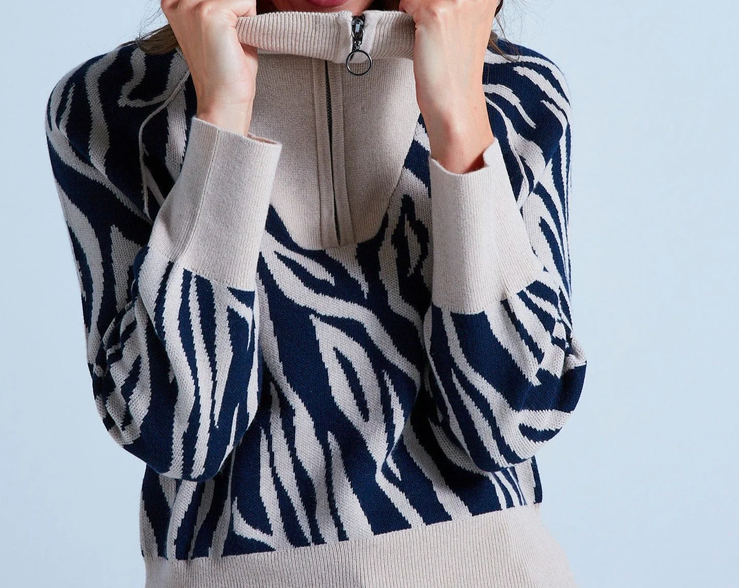 Pull Col Montant Manches Longues Zebre Mago - Zebre Grège - Femme - Image 3