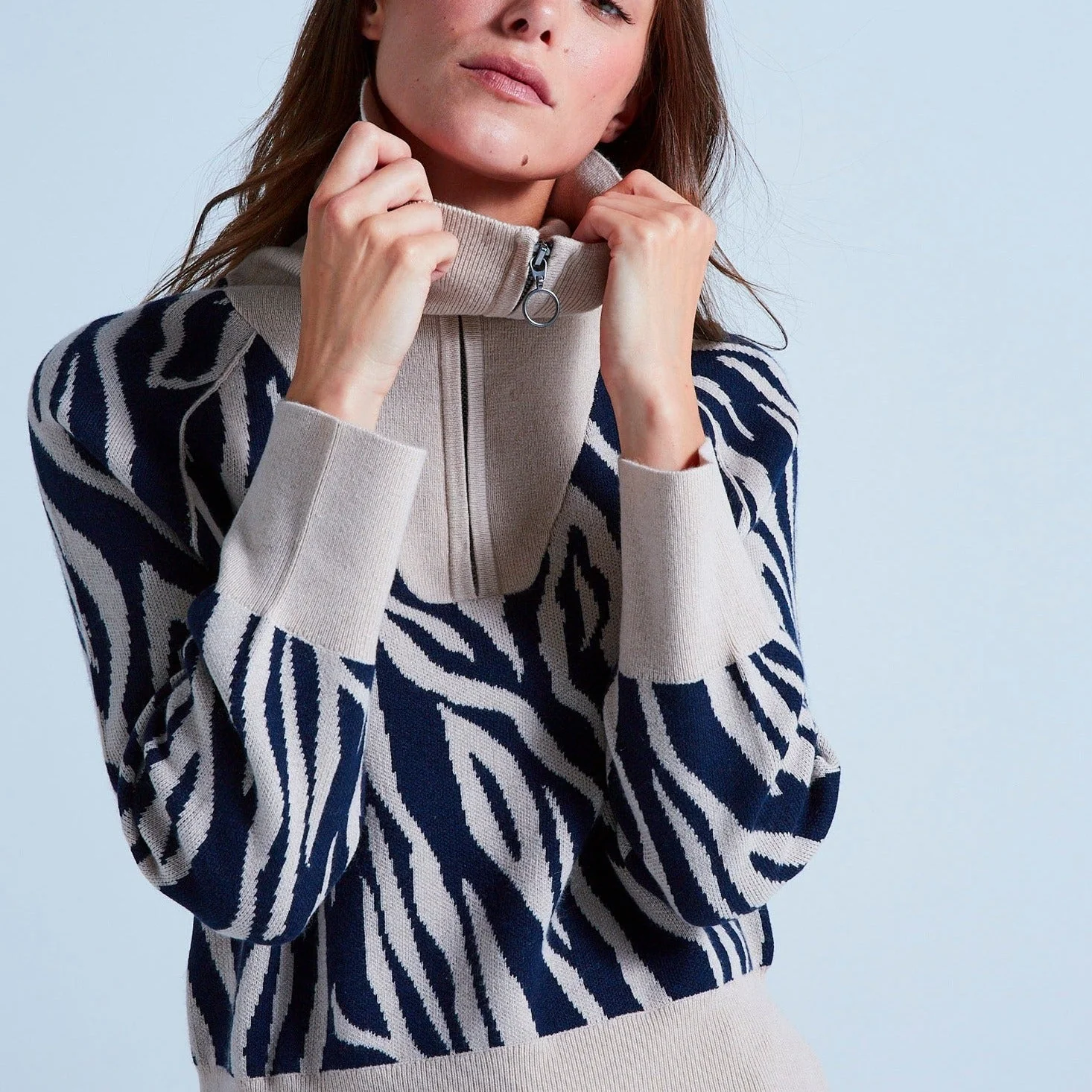 Pull Col Montant Manches Longues Zebre Mago - Zebre Grège - Femme - Image 4
