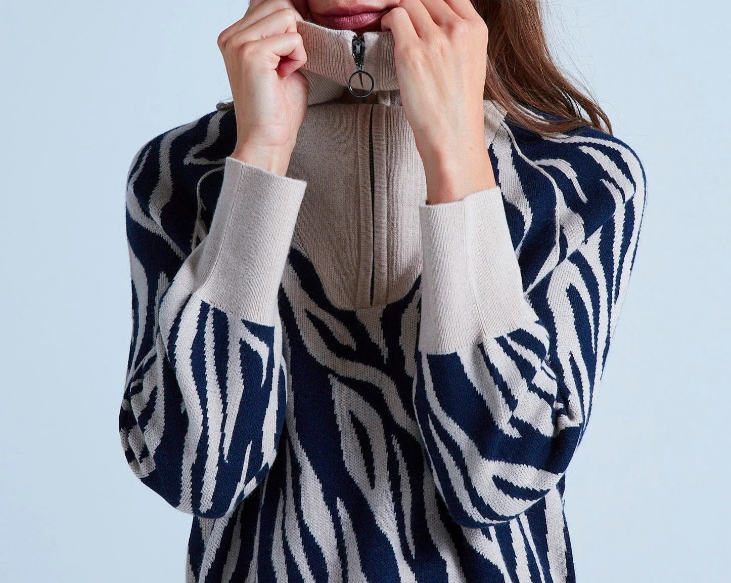 Pull Col Montant Manches Longues Zebre Mago - Zebre Grège - Femme - Image 5