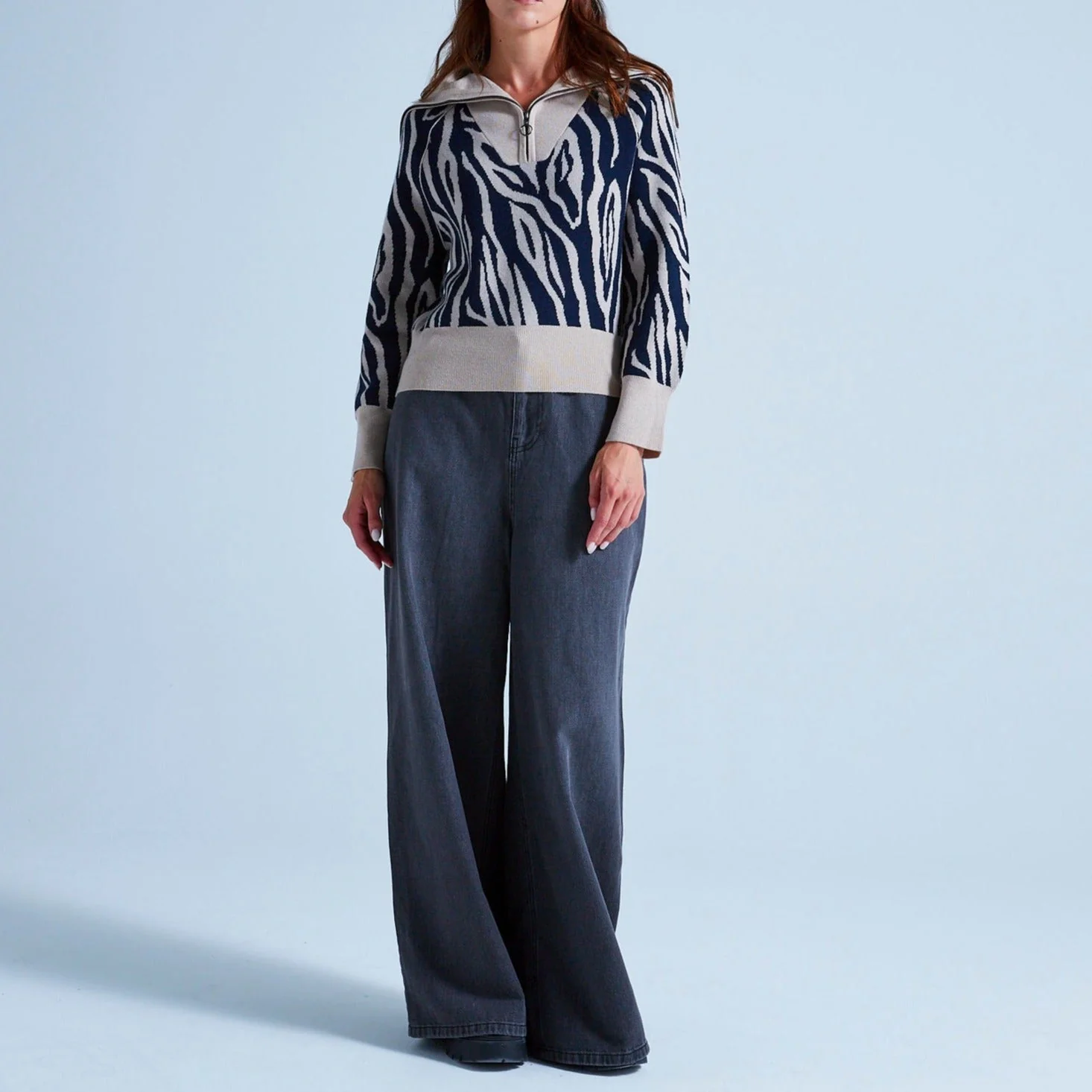 Pull Col Montant Manches Longues Zebre Mago - Zebre Grège - Femme - Image 7