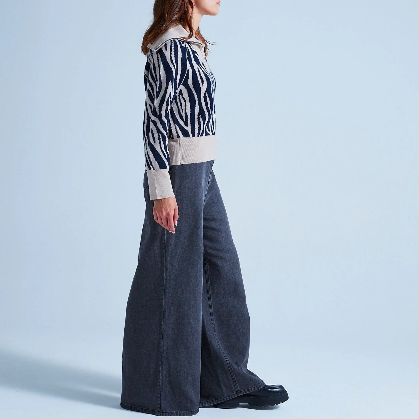 Pull Col Montant Manches Longues Zebre Mago - Zebre Grège - Femme - Image 9