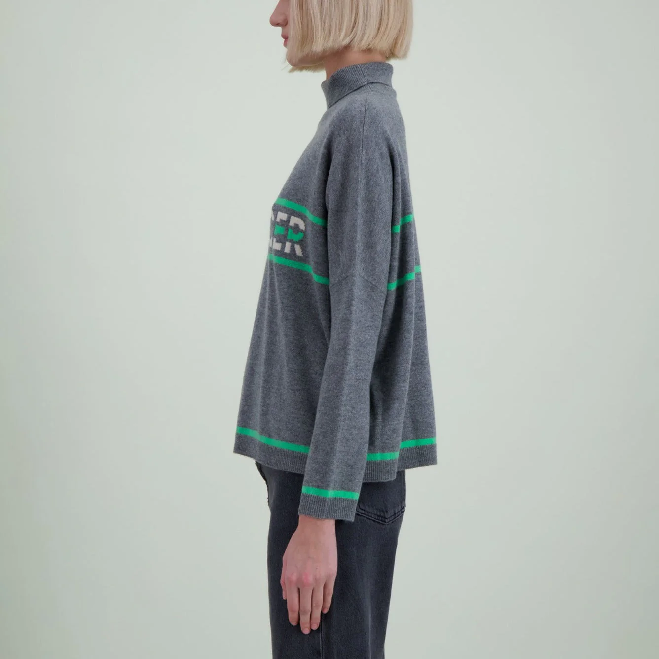Poncho Col Montant Jacquard California - Influenceur Gris Chine Foncé - Femme - Image 2