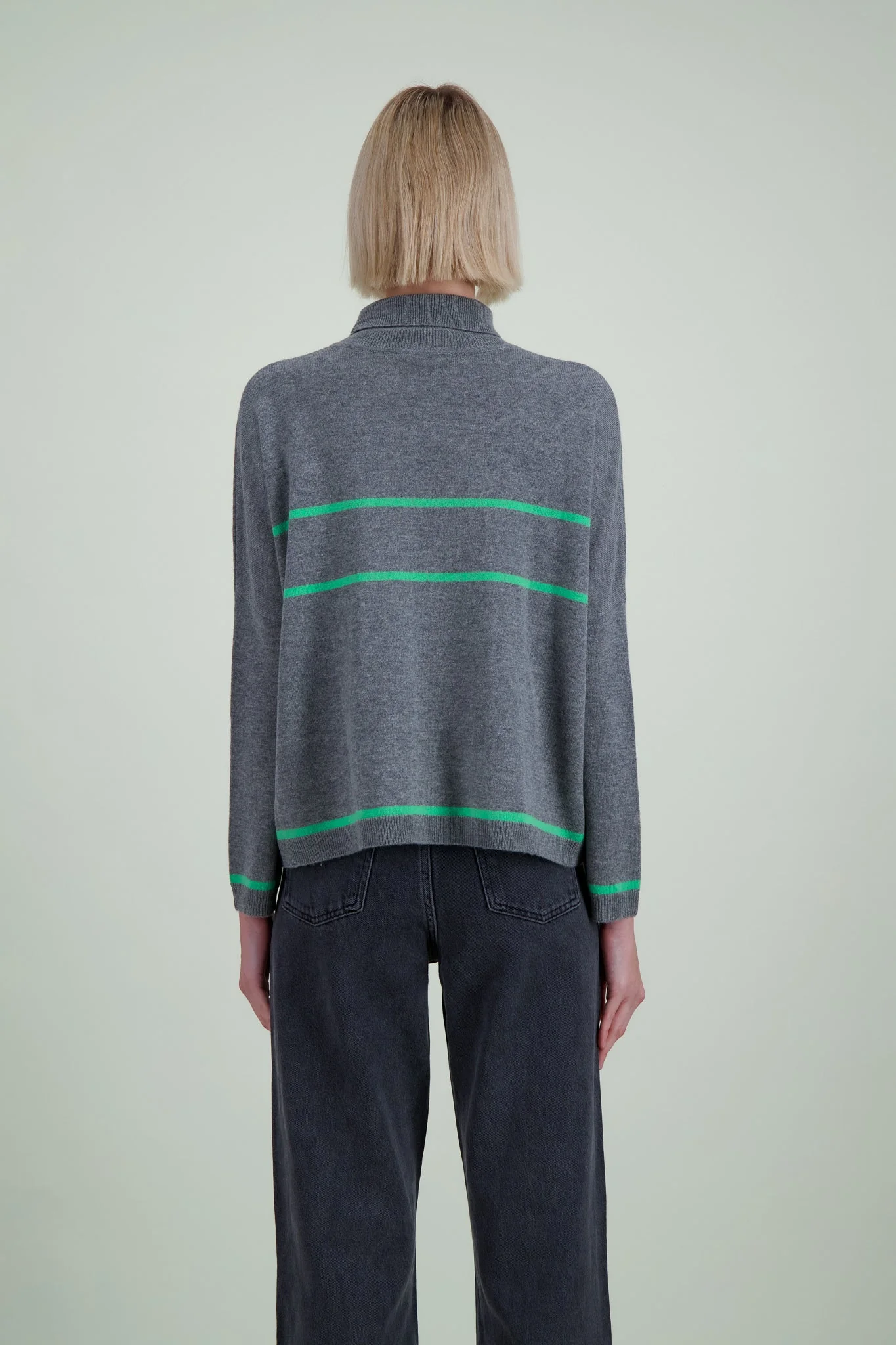 Poncho Col Montant Jacquard California - Influenceur Gris Chine Foncé - Femme - Image 3