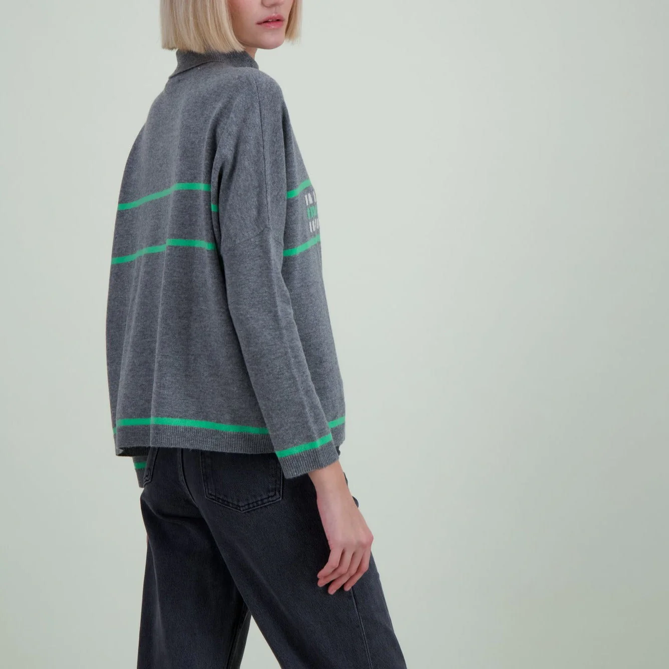 Poncho Col Montant Jacquard California - Influenceur Gris Chine Foncé - Femme - Image 7
