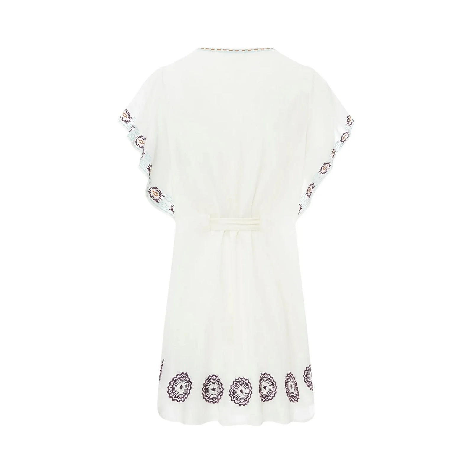 Alma Deia - Robe Kimono Brodée - Blanc Cassé - Femme - Image 5