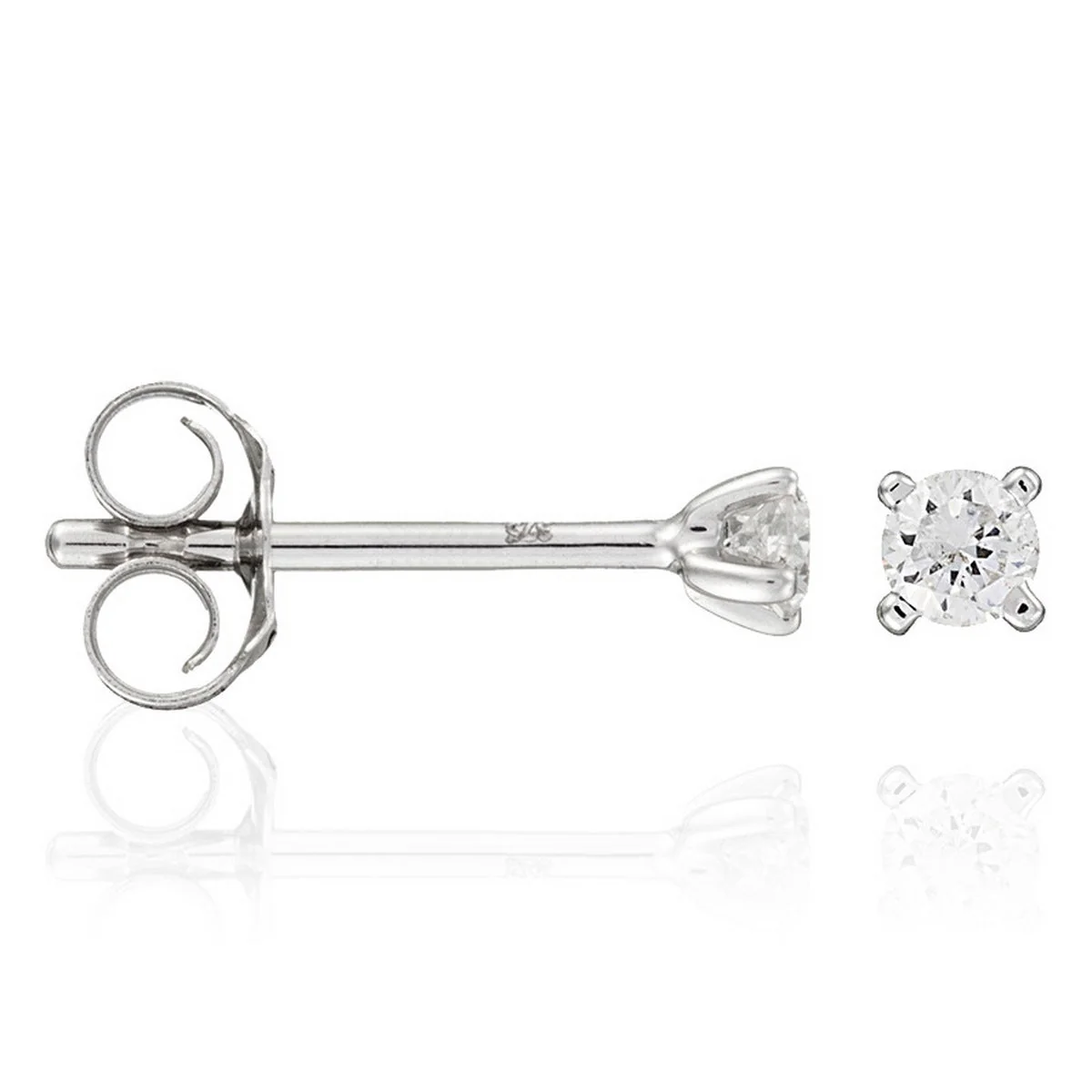 Boucles D'Oreilles "Single Diamond 0,06" Diamants 0,06/2 - Or Blanc - Image 2