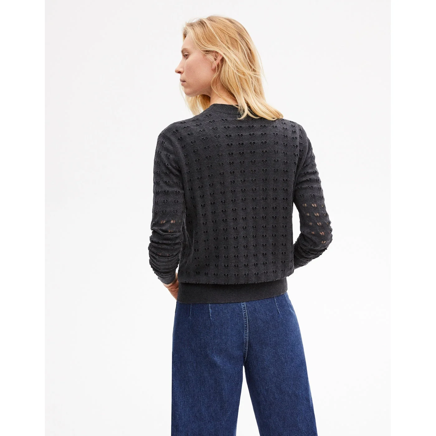 Eric Bompard - Gilet Point Cœur Coton Bio Et Cachemire - Anthracite - Femme - Image 4
