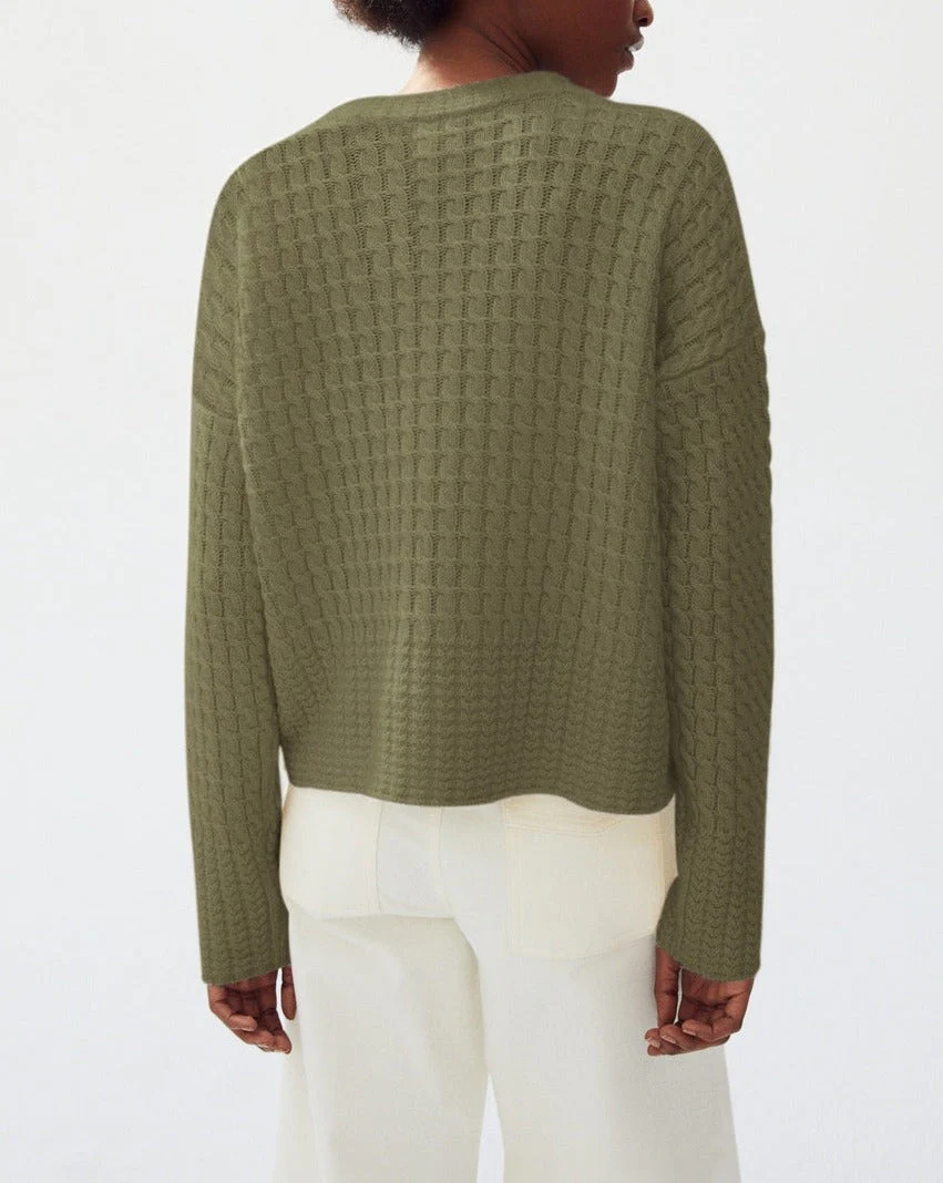Eric Bompard - Pull Col Montant Double Torsades - Kaki - Femme - Image 2