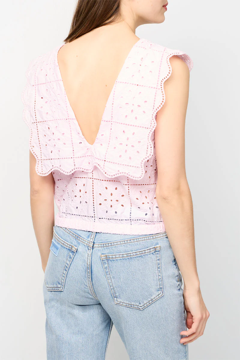 Haut À Col Rythmique En Broderie Anglaise - Pink Tulle - Image 3
