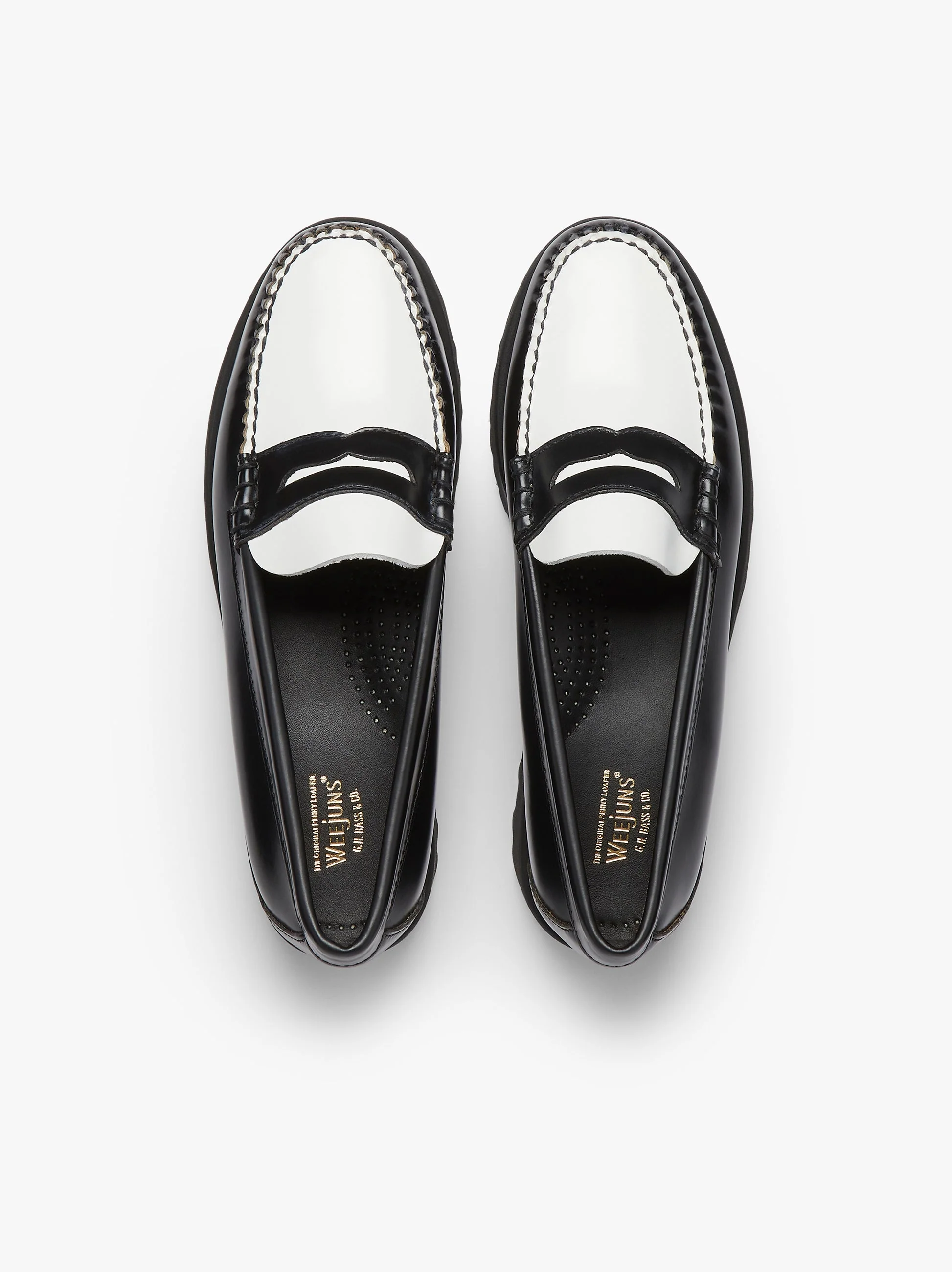 Weejun 90 Penny Lthr - Black & White Lthr - Image 6