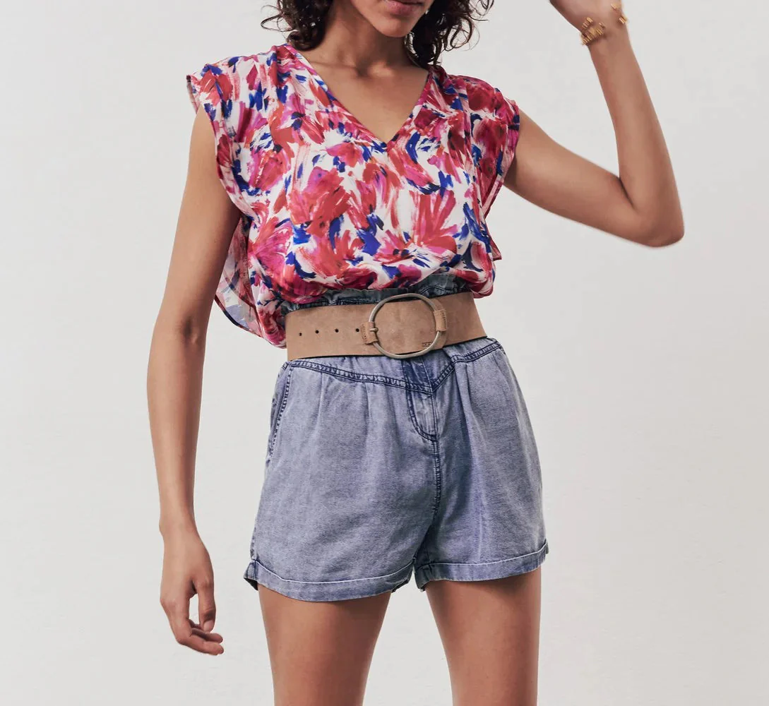 IKKS - Top Loose Imprimé Floral Flash Recyclé - Hortensia - Image 2