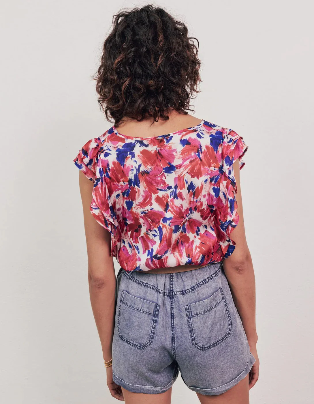 IKKS - Top Loose Imprimé Floral Flash Recyclé - Hortensia - Image 3