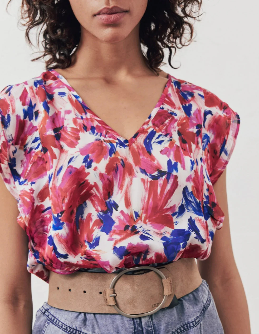 IKKS - Top Loose Imprimé Floral Flash Recyclé - Hortensia - Image 4